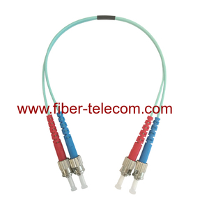ST to ST OM3 Duplex AQUA Fiber Patch Cord